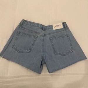 Parke Blue Jean Shorts Raw Hem